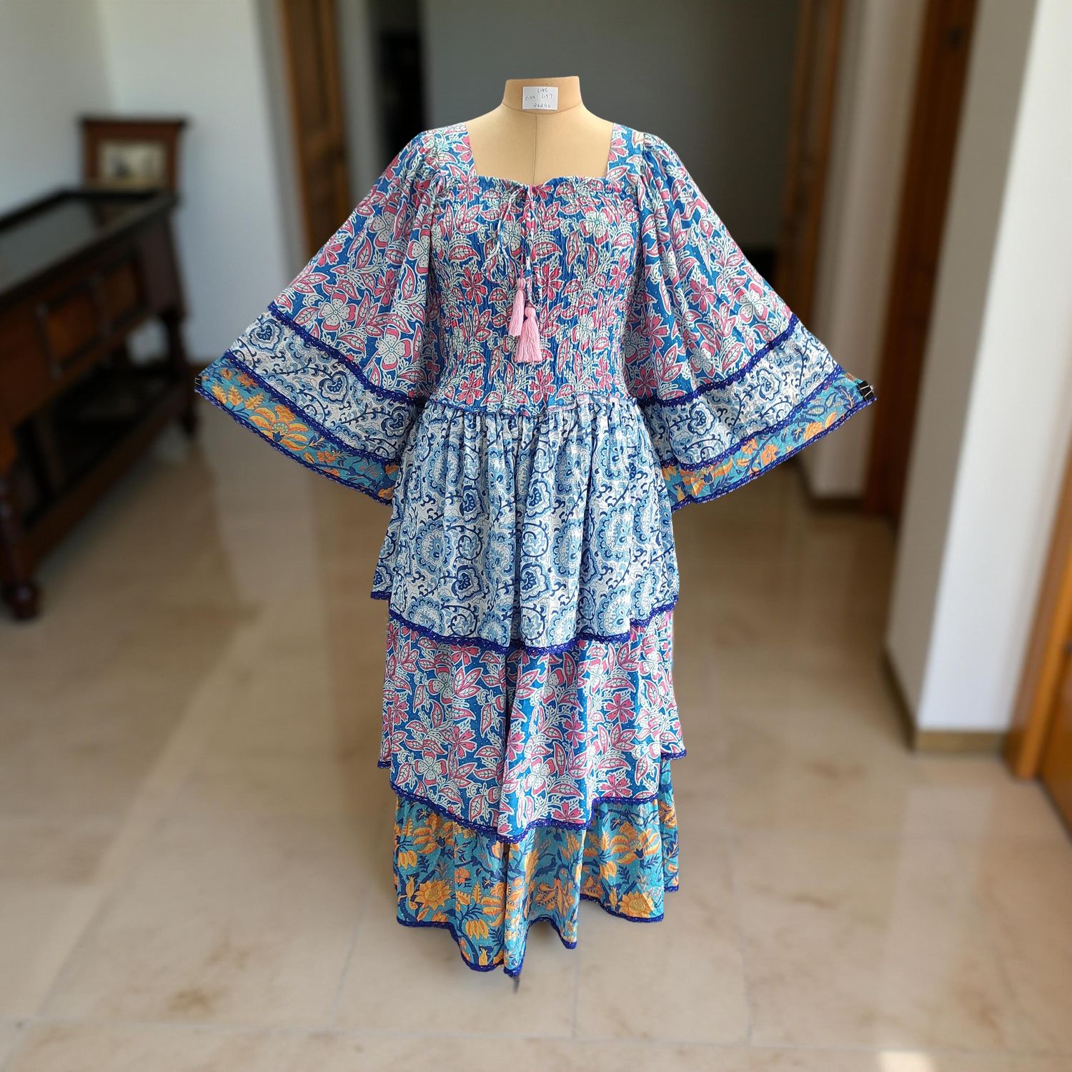 L/XL Rahima Satin Crystal  Dress 57&quot; Long Jalabiya