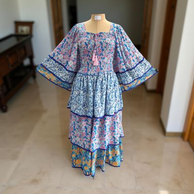L/XL Rahima Satin Crystal  Dress 57&quot; Long Jalabiya