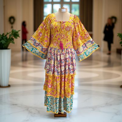 L/XL Rahima Satin Crystal  Dress 57&quot; Long Jalabiya