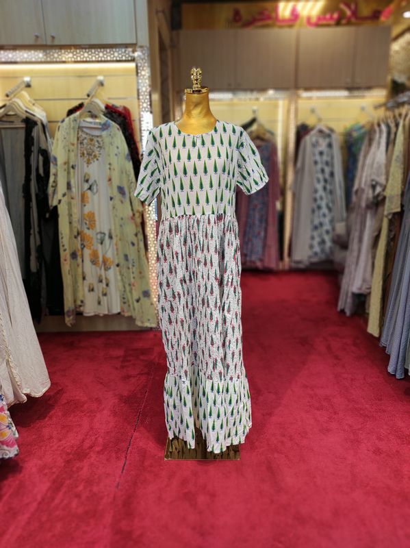 L/XL Special Multi Printed Cotton Dress 57&quot; Long Jalabiya