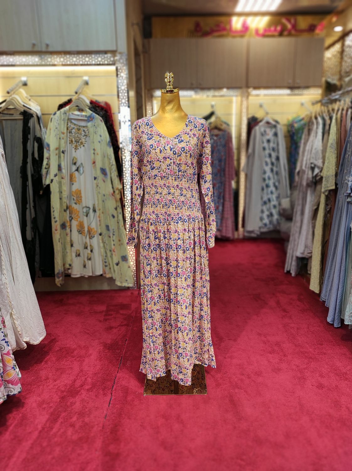 L/XL Maysoon Printed Cotton Dress 57&quot; Long Jalabiya