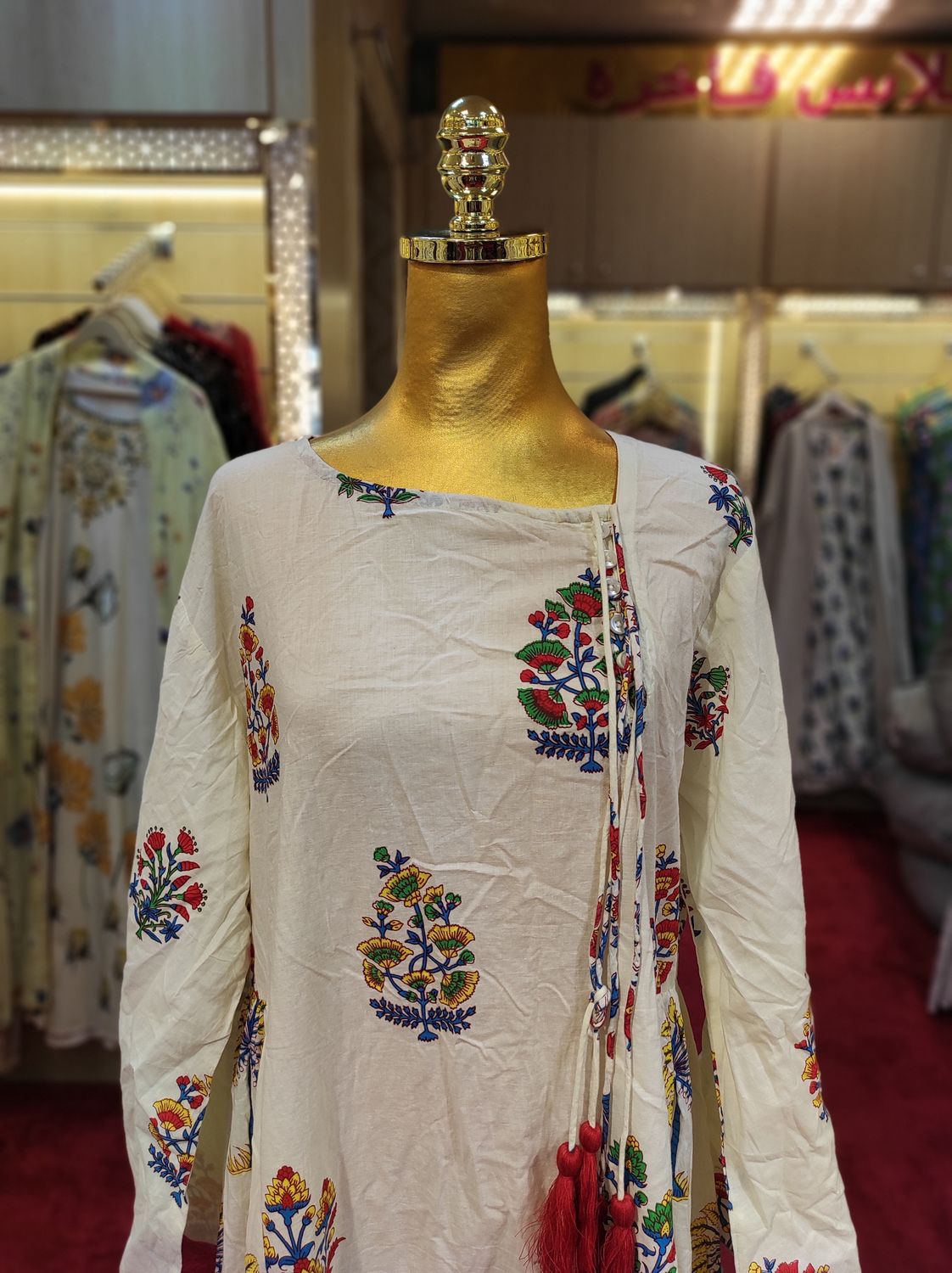 L/XL Cindrella Printed Cotton Dress 57&quot; Long Jalabiya