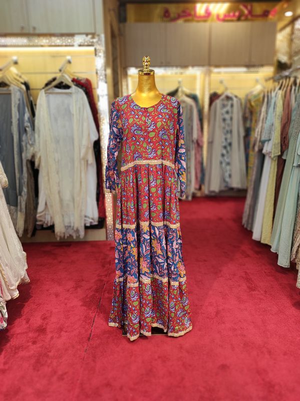 S/M Special Multi Printed Cotton Dress 57&quot; Long Jalabiya