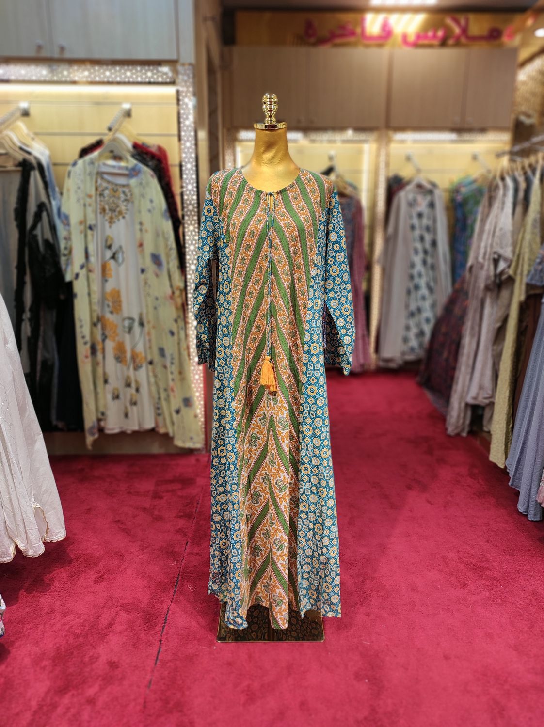 L/XL Special Multi Printed Cotton Dress 57&quot; Long Jalabiya