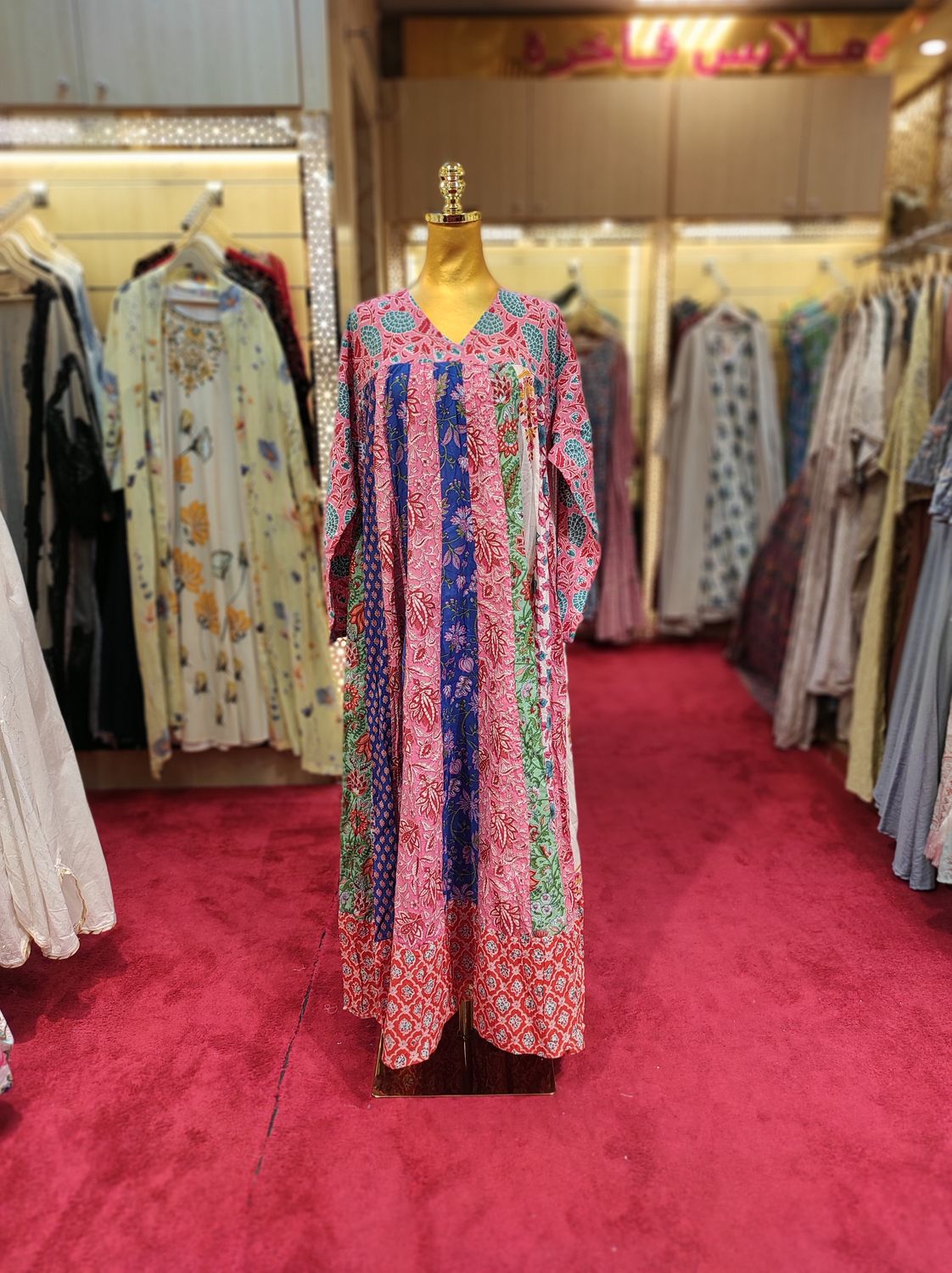 L/XL Special Multi Printed Cotton Dress 57&quot; Long Jalabiya