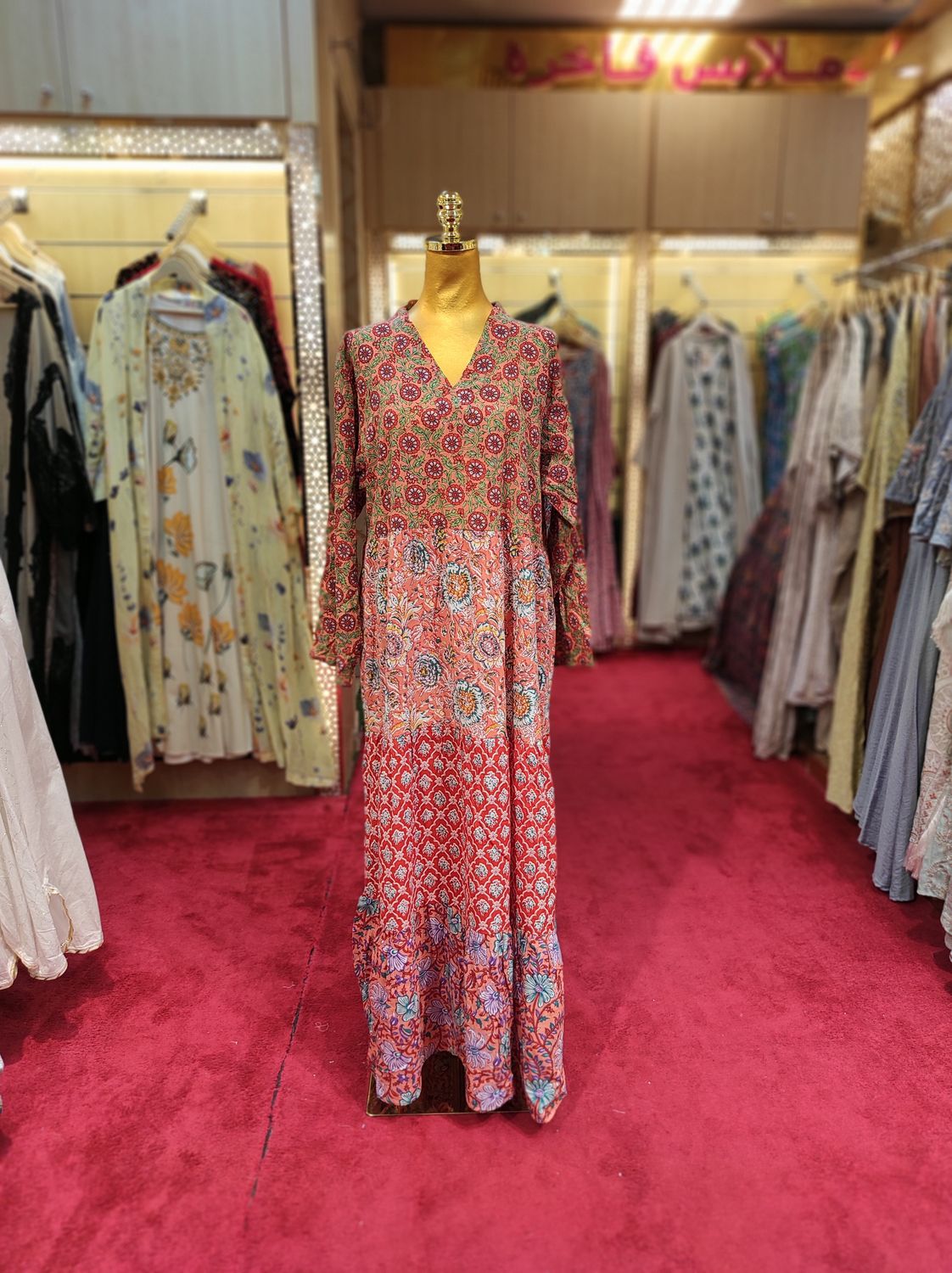 L/XL Maldives Printed Cotton Dress 57&quot; Long Jalabiya
