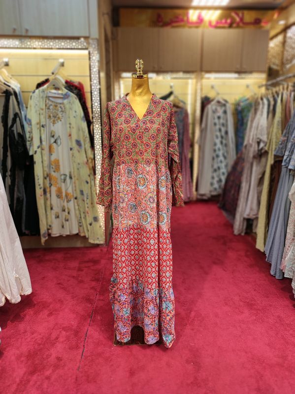 L/XL Maldives Printed Cotton Dress 57&quot; Long Jalabiya