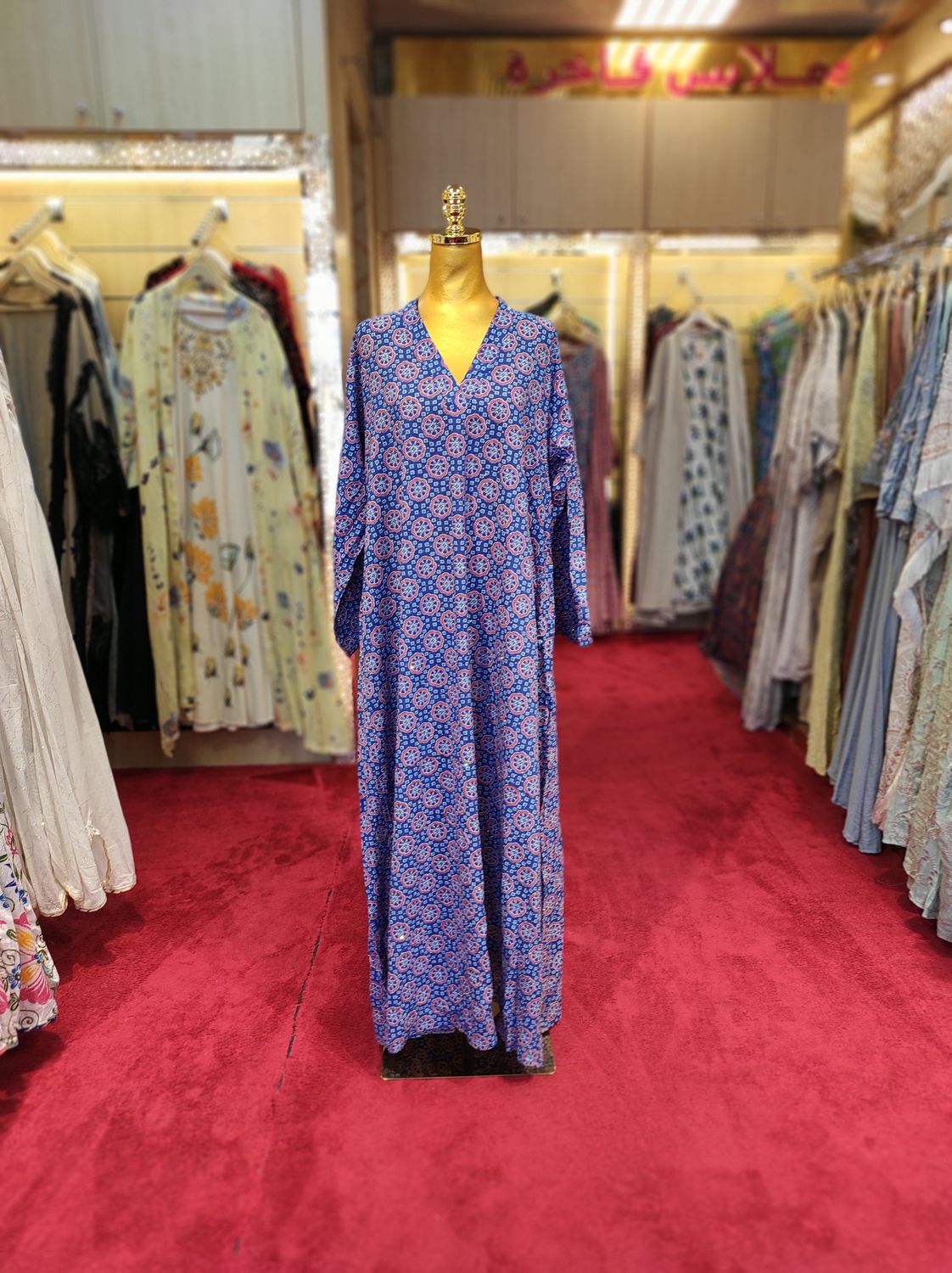 L/XL Teena Crystal Cotton Dress 57&quot; Long Jalabiya