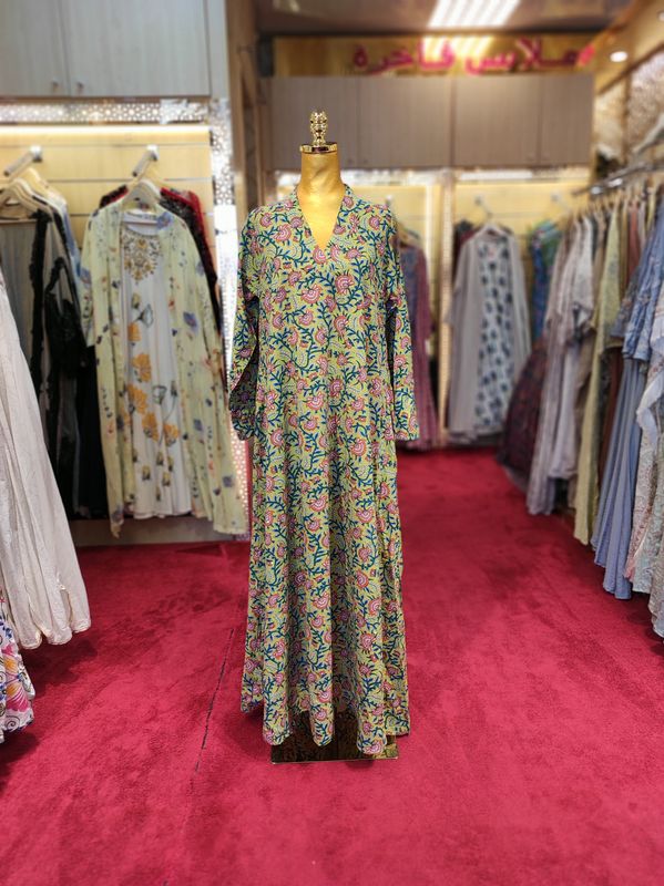 S/M Teena Crystal Cotton Dress 57&quot; Long Jalabiya