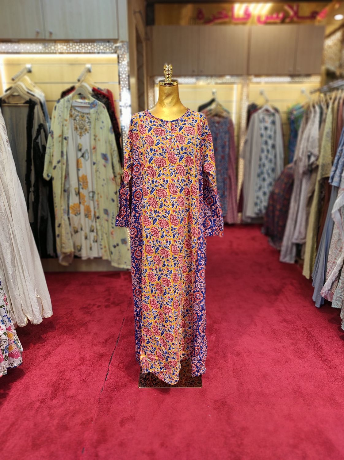 2XL/3XL Marry Printed Cotton Dress 57&quot; Long Jalabiya