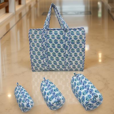 Cotton 1 Tote Bag with 3 Pcs Cosmetic Purses Set 09