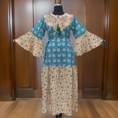 L/XL Adn Printed Cotton Dress 57&quot; Long Jalabiya
