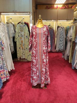 S/M Bhopali Printed Cotton Dress 57&quot; Long Jalabiya