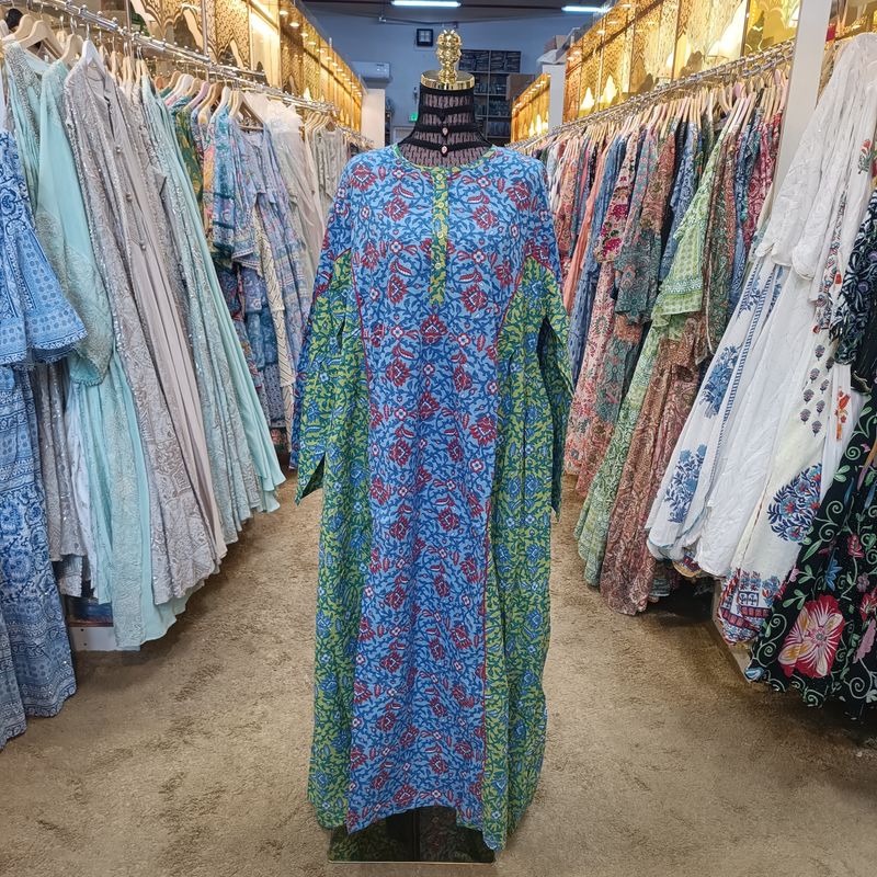 2XL/3XL Mahdis Printed Cotton Dress 57&quot; Long Jalabiya