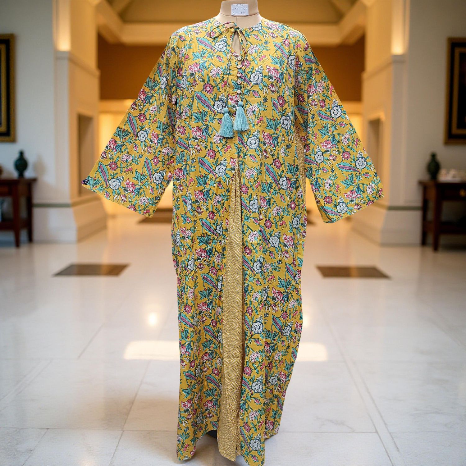 2XL/3XL Nobila Printed Cotton Dress 57&quot; Long Jalabiya