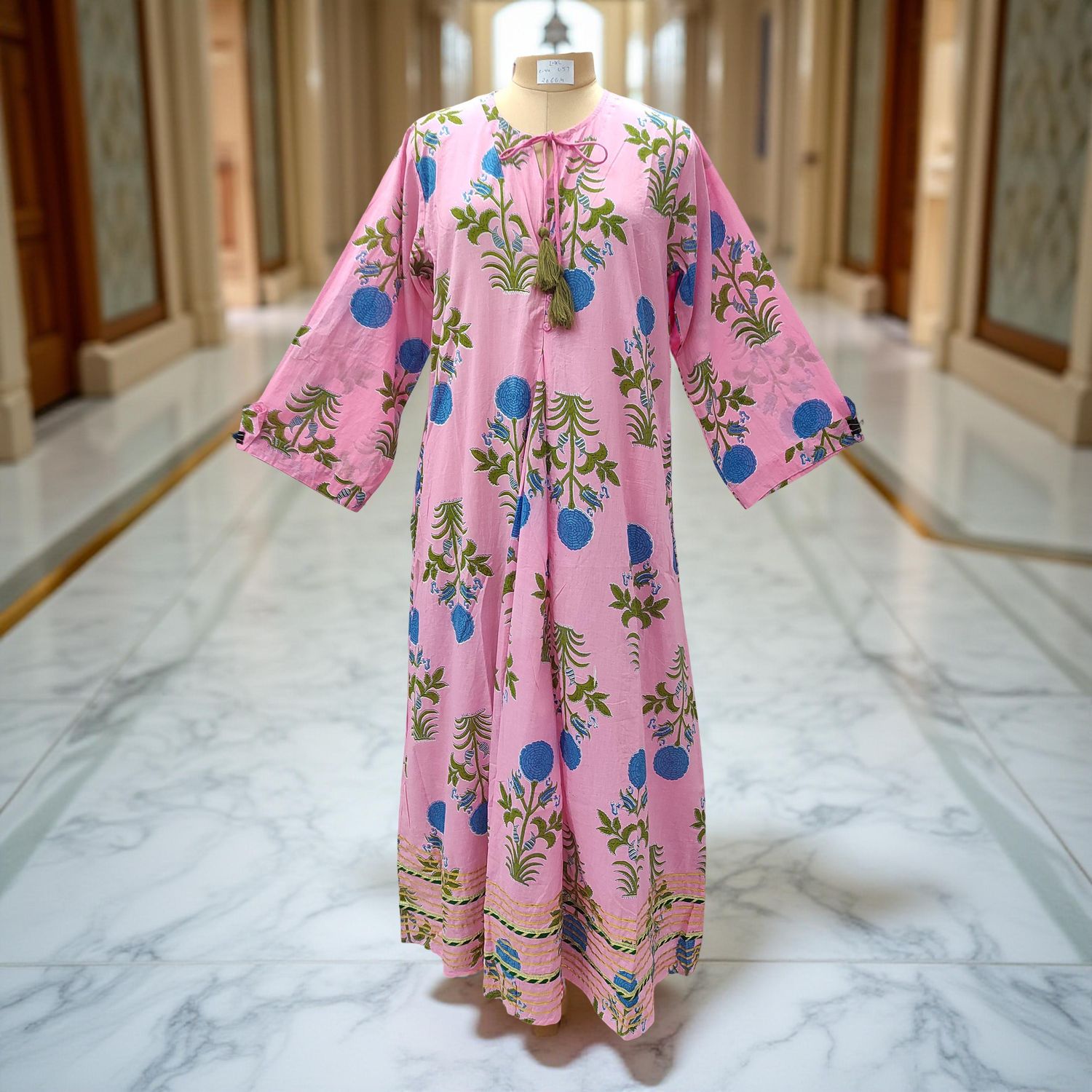 L-XL Hanifa Cotton Dress 57&quot; Long Jalabiya