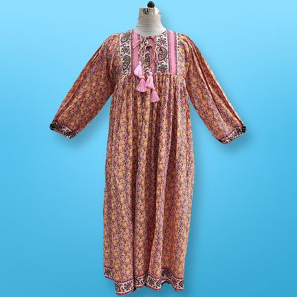 2XL/3XL Sapphire Printed Cotton Dress 57&quot; Long Jalabiya