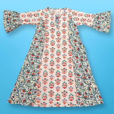 8-9 Year Marry Printed Cotton Girls Dress 41&quot; Long Jalabiya