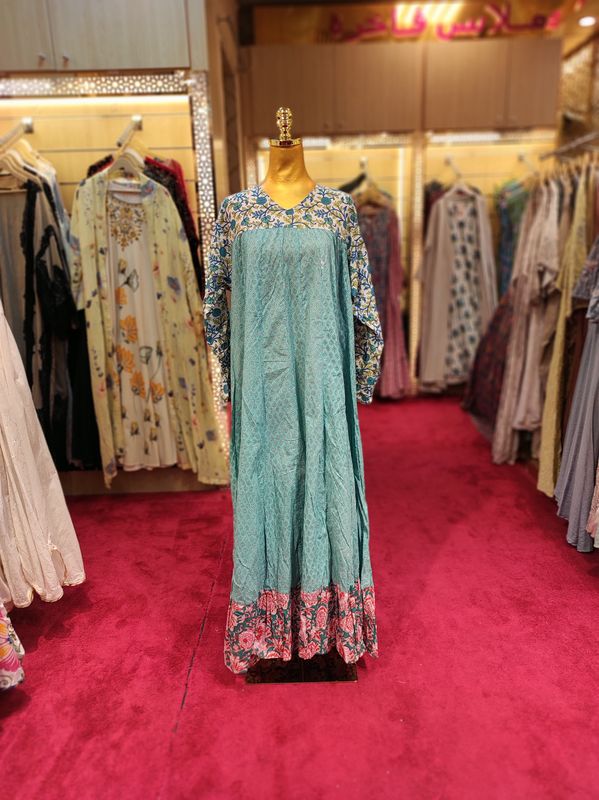 L/XL Special Multi Printed Cotton Dress 57&quot; Long Jalabiya