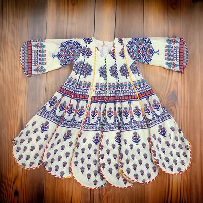 2-3 Year Meher Printed Cotton Girls Dress 30&quot; Long Jalabiya