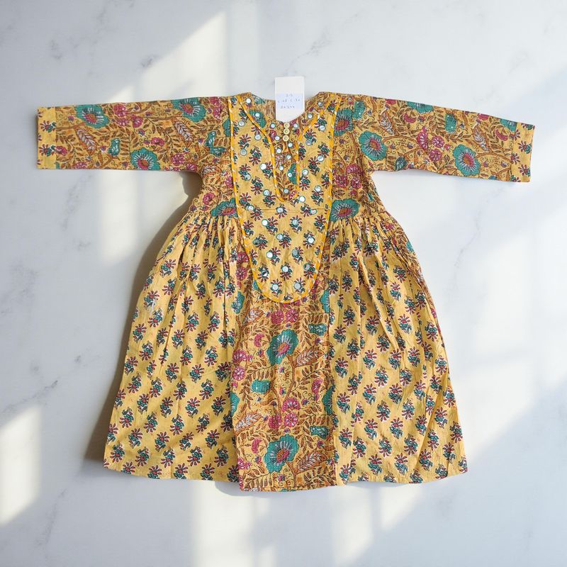 2-3  Year Suf Printed Cotton Dress 30&#39;&#39; Long Jalabiya