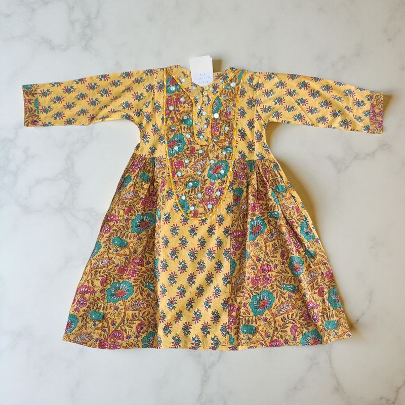 2-3  Year Suf Printed Cotton Dress 30&#39;&#39; Long Jalabiya