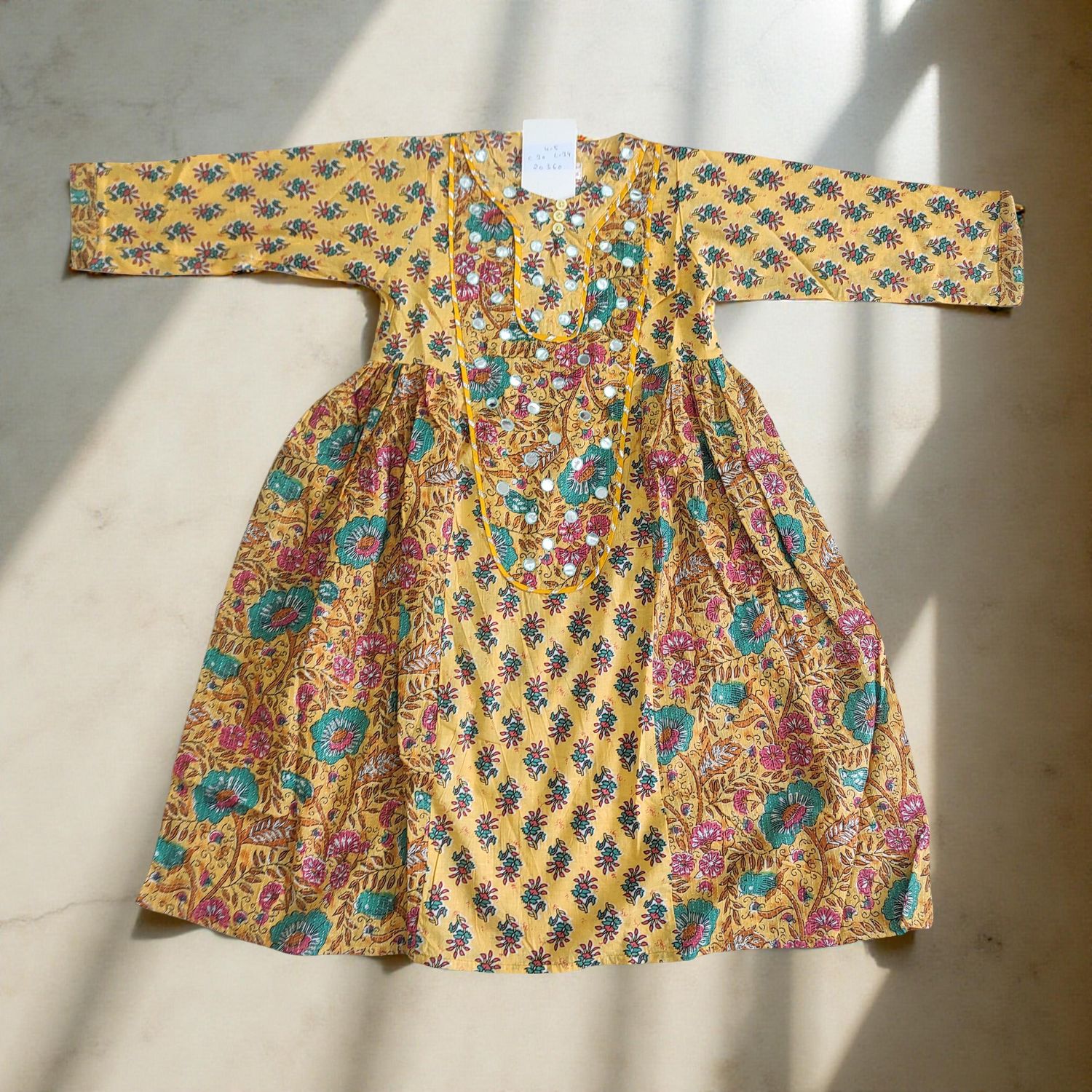 4-5 Year Suf Printed Cotton Girls Dress 34&quot; Long Jalabiya
