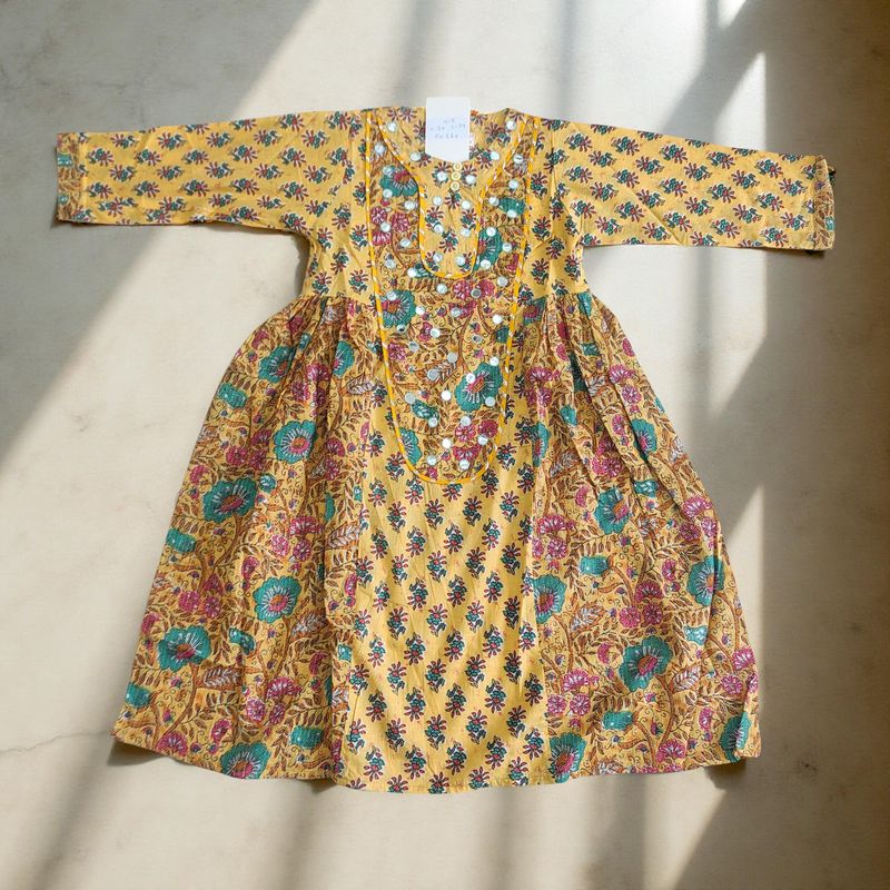 4-5 Year Suf Printed Cotton Girls Dress 34&quot; Long Jalabiya