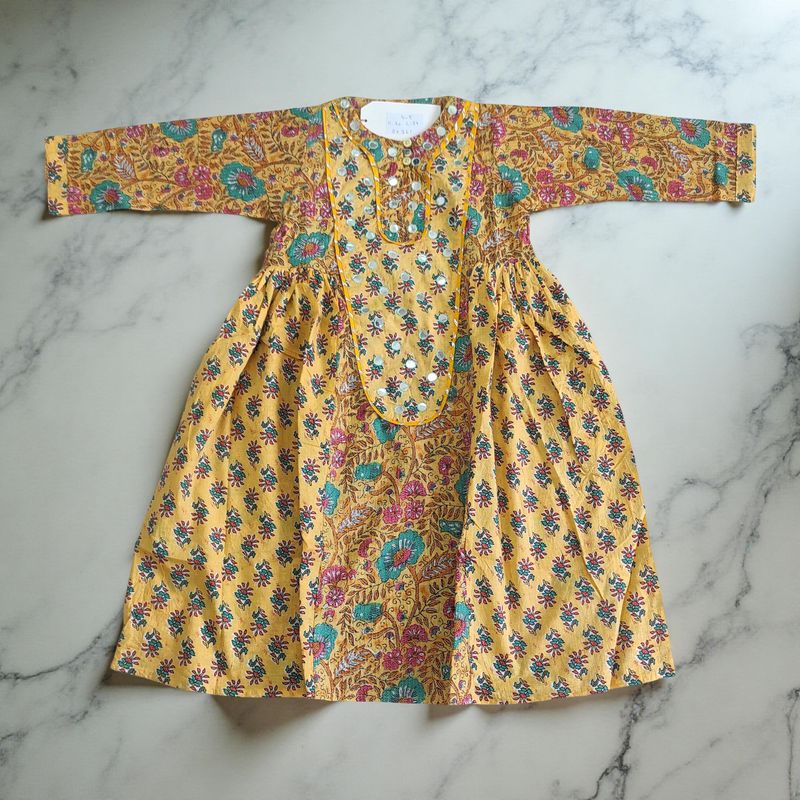 4-5 Year Suf Printed Cotton Girls Dress 34&quot; Long Jalabiya