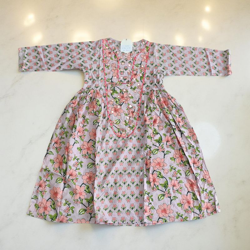 4-5 Year Suf Printed Cotton Girls Dress 34&quot; Long Jalabiya