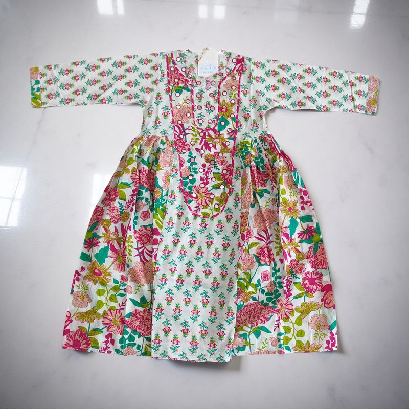 4-5 Year Suf Printed Cotton Girls Dress 34&quot; Long Jalabiya