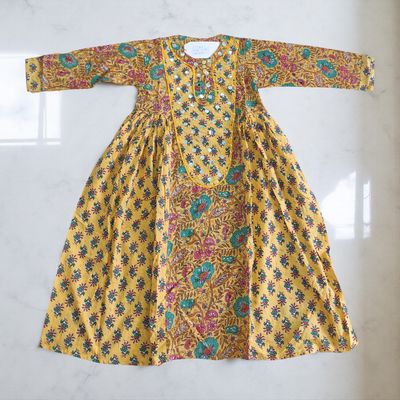 6-7 Year Suf Printed Cotton Girls Dress 38&quot; Long Jalabiya