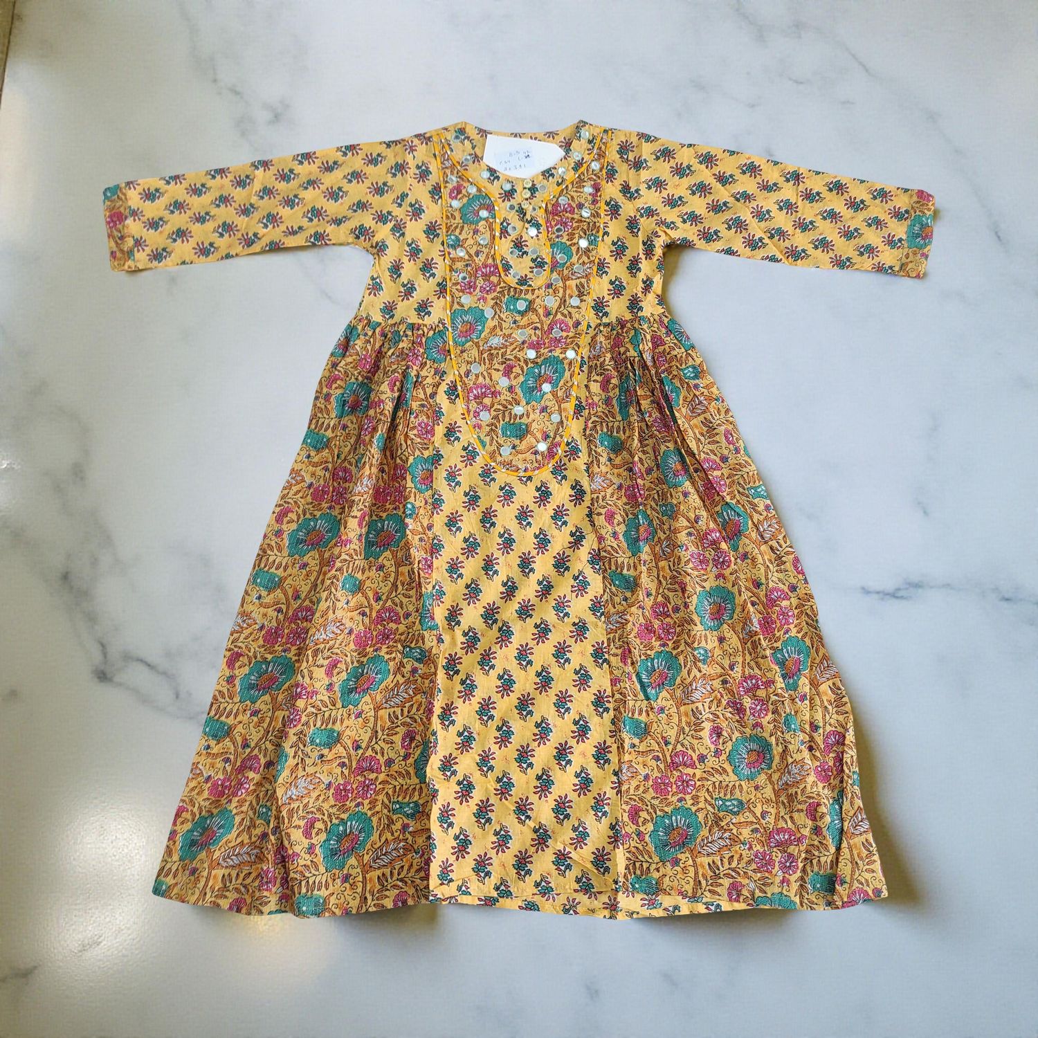 8-9 Year Suf Printed Cotton Girls Dress 42&quot; Long Jalabiya