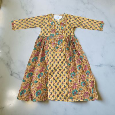 8-9 Year Suf Printed Cotton Girls Dress 42&quot; Long Jalabiya