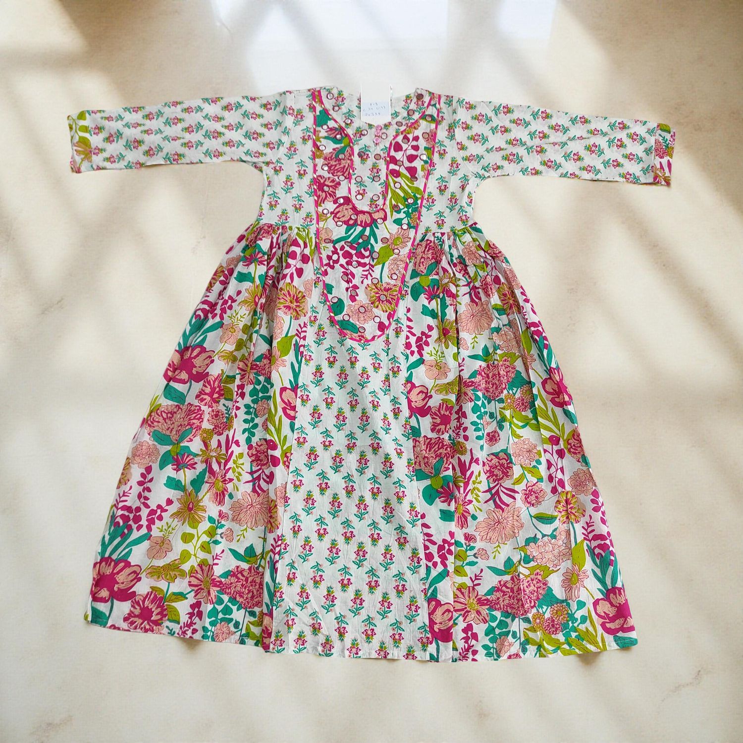 8-9 Year Suf Printed Cotton Girls Dress 42&quot; Long Jalabiya