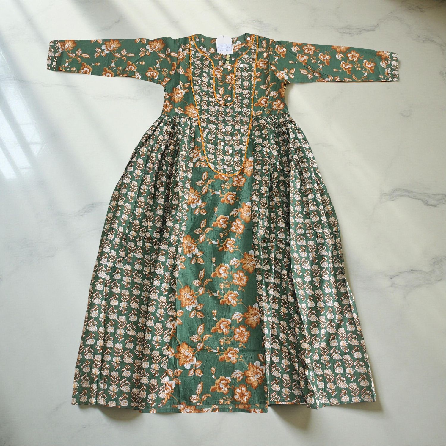 12-13  years Suf Cotton Dress 50&quot; Long Jalabiya