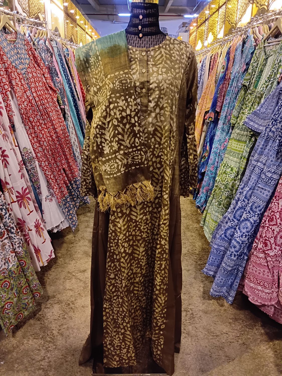 L/XL Cotton Printed Marry Dress 56&quot; Long Jalabiya With Sheila