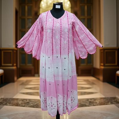 S/M  Meher Crystal Tie Dye Cotton Dress 57&quot; Long Jalabiya
