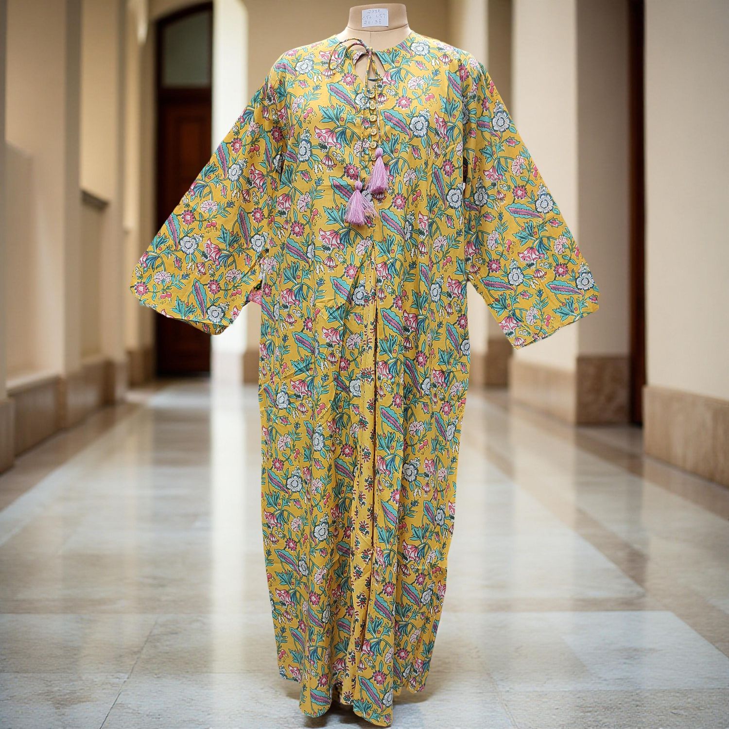 S/M Nobila Printed Cotton Dress 57&quot; Long Jalabiya