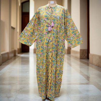 S/M Nobila Printed Cotton Dress 57&quot; Long Jalabiya