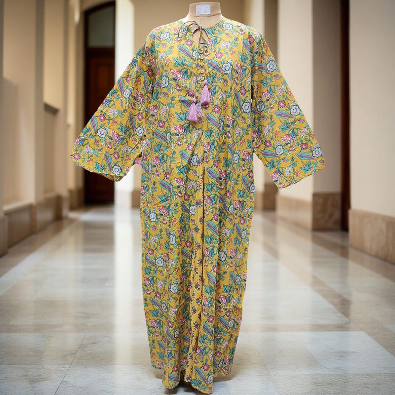 S/M Nobila Printed Cotton Dress 57&quot; Long Jalabiya