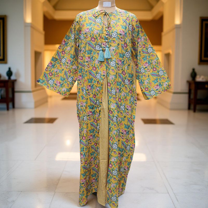 S/M Nobila Printed Cotton Dress 57&quot; Long Jalabiya