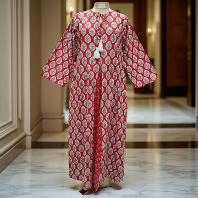 S/M Nobila Printed Cotton Dress 57&quot; Long Jalabiya