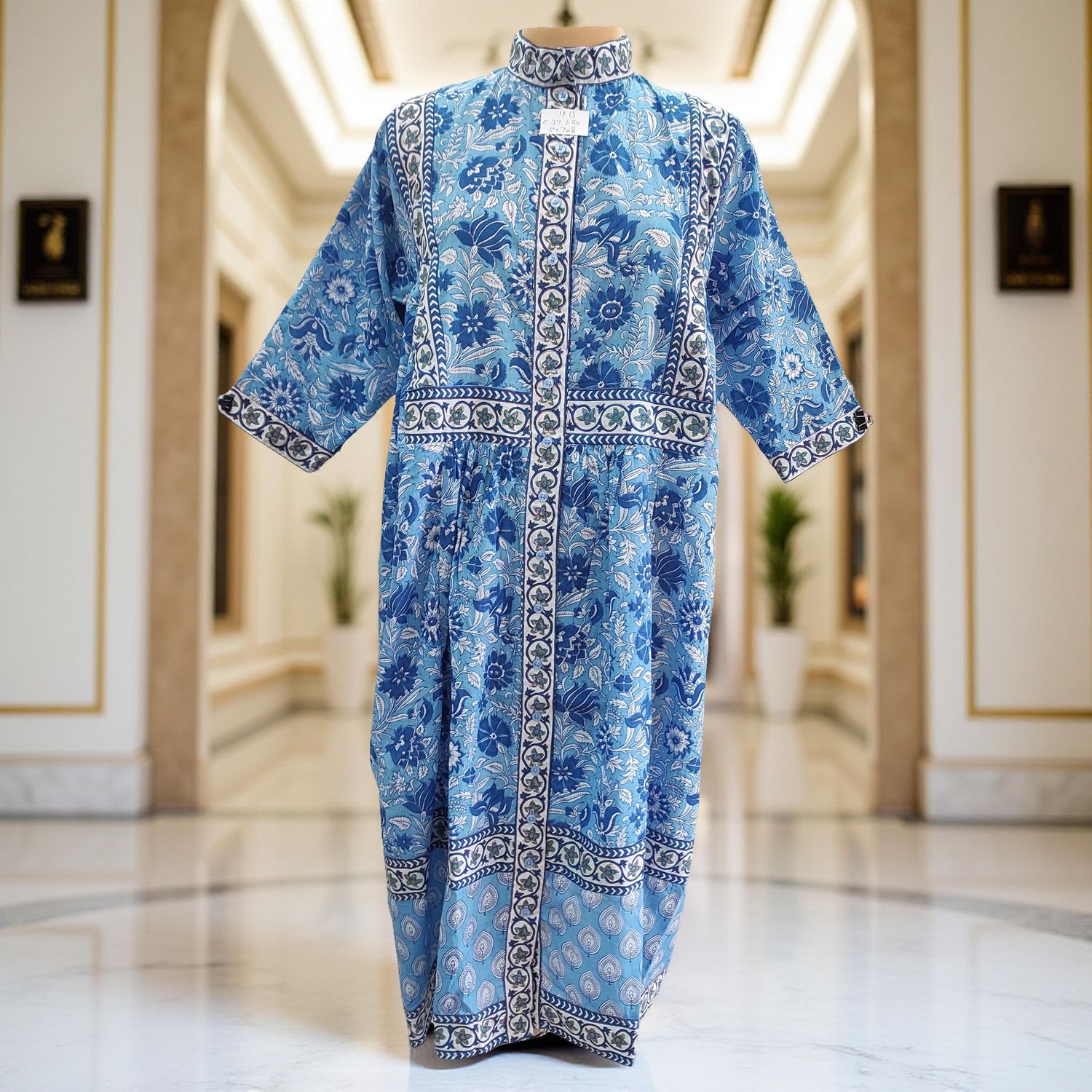 8-9 Year Faryat Printed Cotton  Dress 42&quot; Long Jalabiya