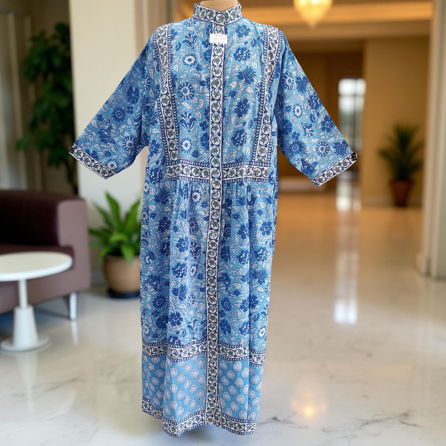 Free Size Faryat Printed Cotton  Dress 57&quot; Long Jalabiya