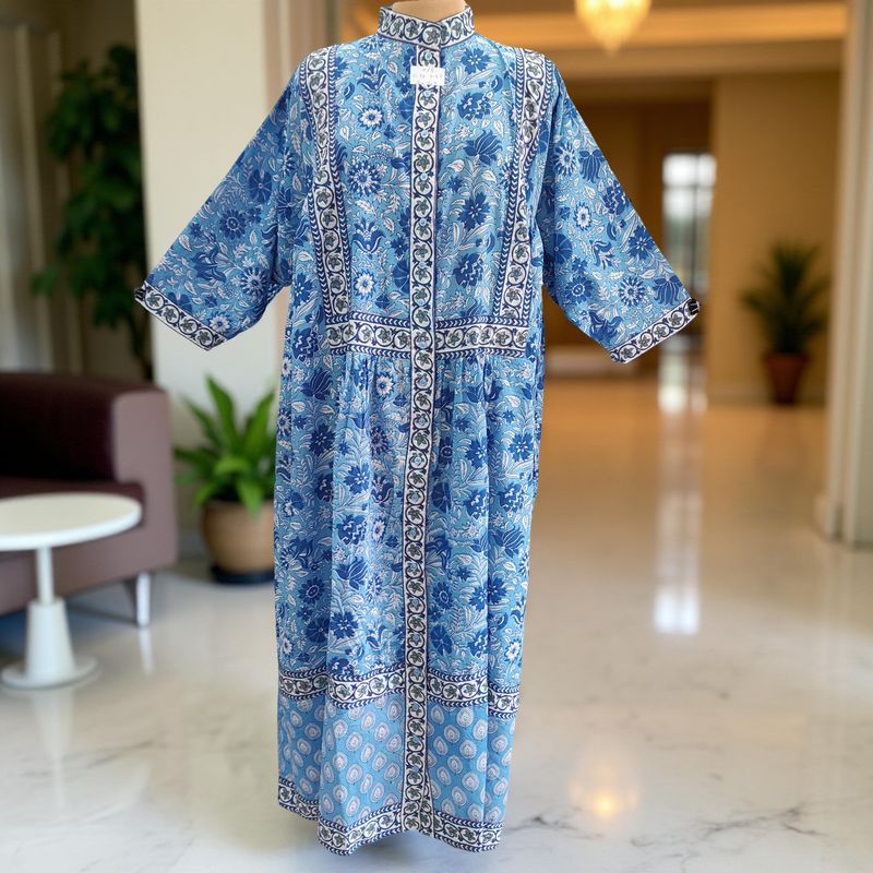 Free Size Faryat Printed Cotton  Dress 57&quot; Long Jalabiya