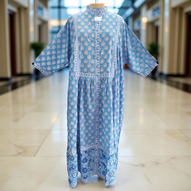 Free Size Faryat Printed Cotton  Dress 57&quot; Long Jalabiya