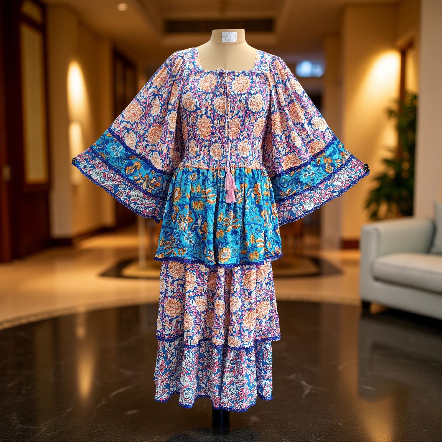 2XL/3XL Rahima Satin Crystal  Dress 57&quot; Long Jalabiya