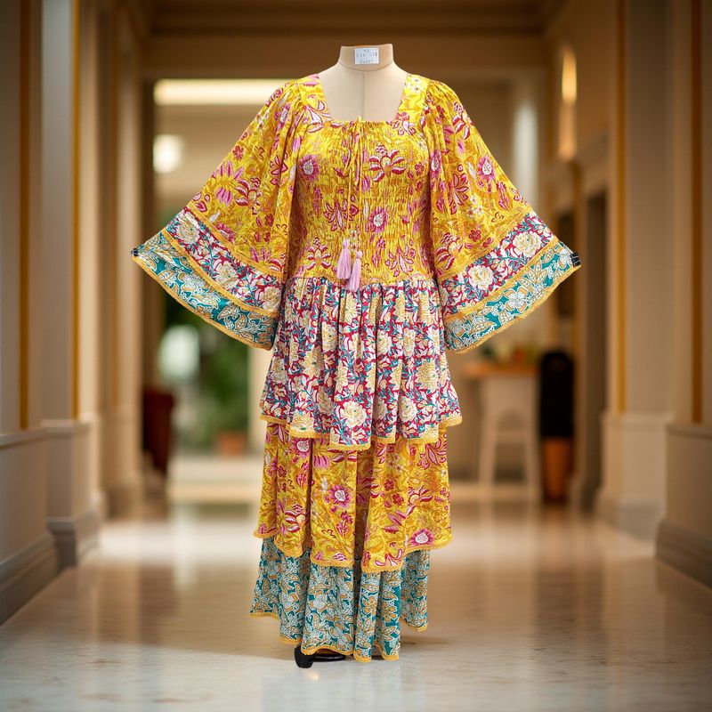 Free Size Rahima Satin Crystal  Dress 57&quot; Long Jalabiya