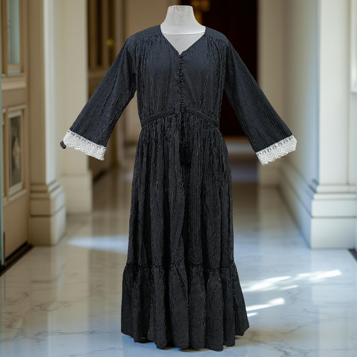 S/M Ari Printed Cotton Dress 57&quot; Long Jalabiya